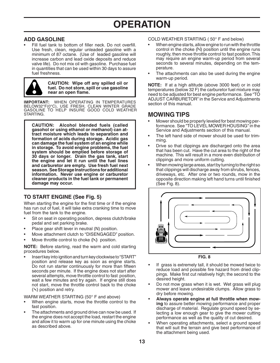 Operation, Mowing tips | Poulan 187594 User Manual | Page 13 / 44