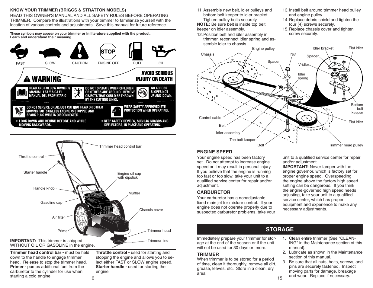 Storage | Poulan 177817 User Manual | Page 15 / 20