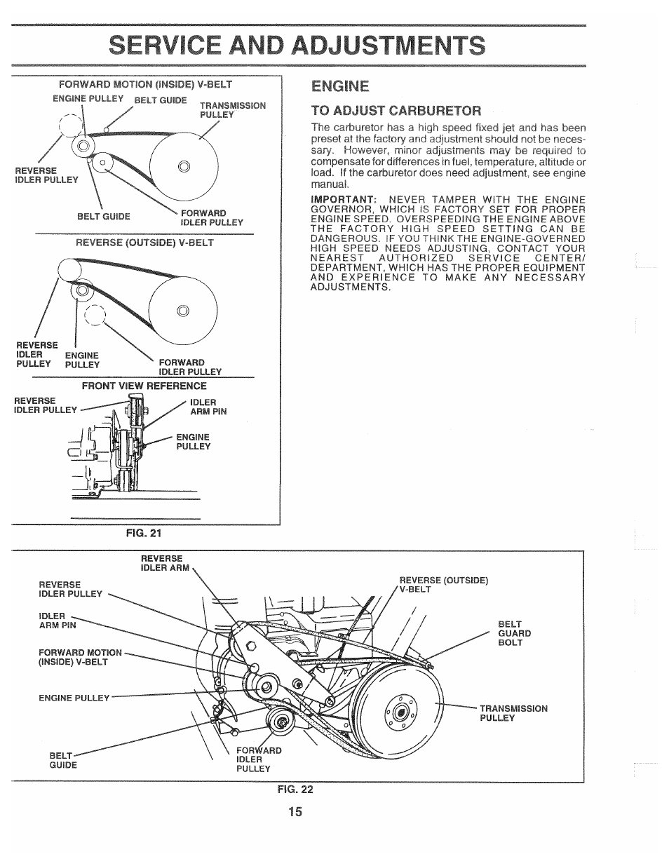 Service and adjustments | Poulan CHDF550D User Manual | Page 15 / 24