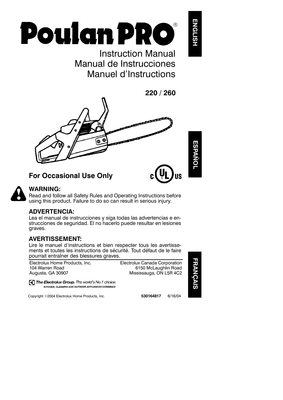 Poulan 530164817 User Manual | 18 pages