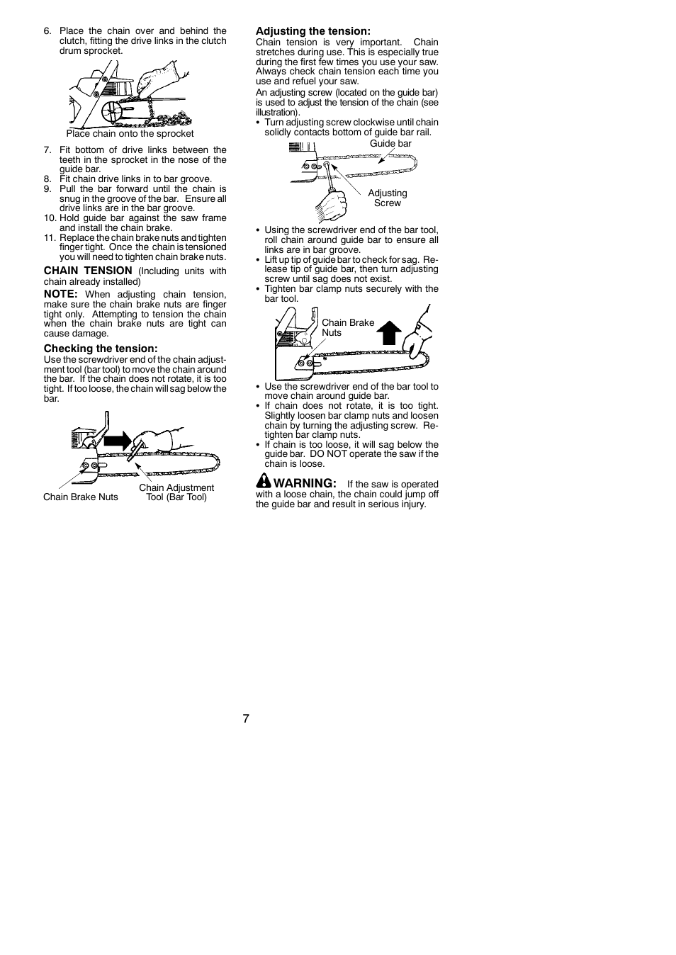 Warning | Poulan 530164817 User Manual | Page 7 / 18