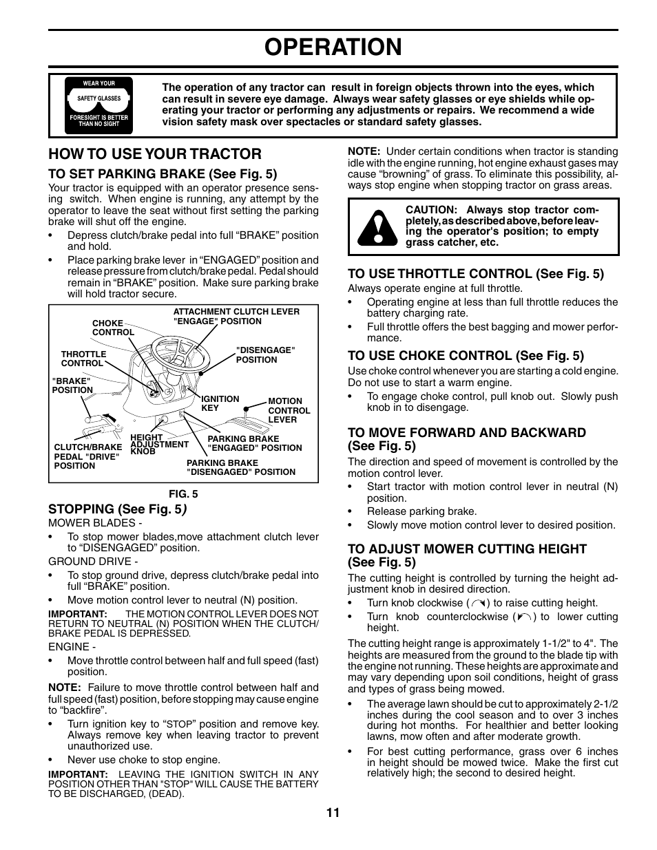 Operation, How to use your tractor | Poulan 196692 User Manual | Page 11 / 30