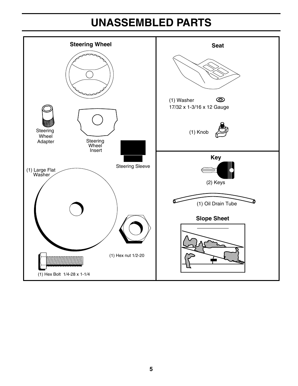 Unassembled parts | Poulan 196692 User Manual | Page 5 / 30