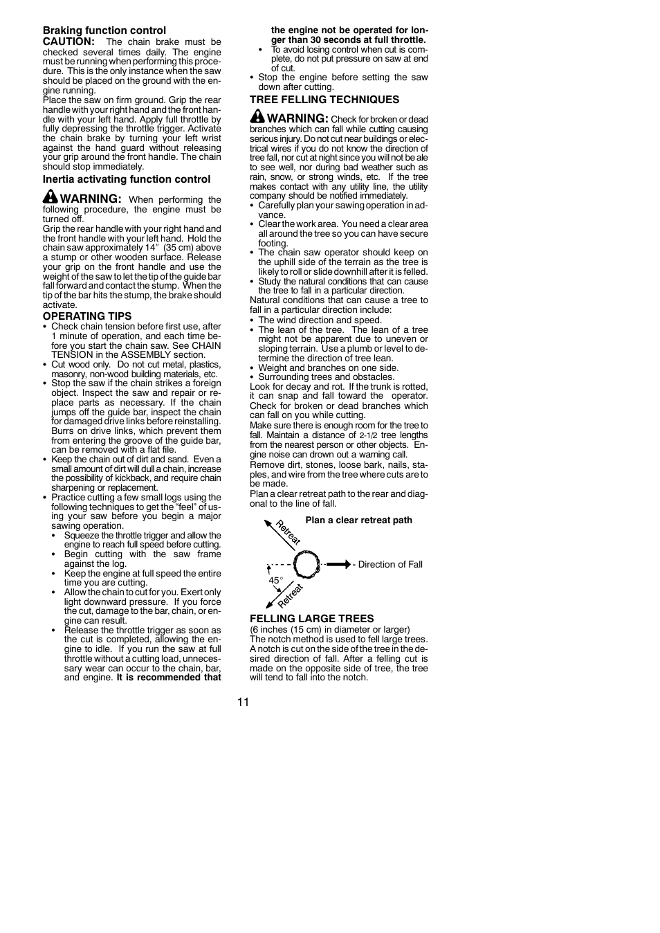 Warning | Poulan 115327926 User Manual | Page 11 / 20