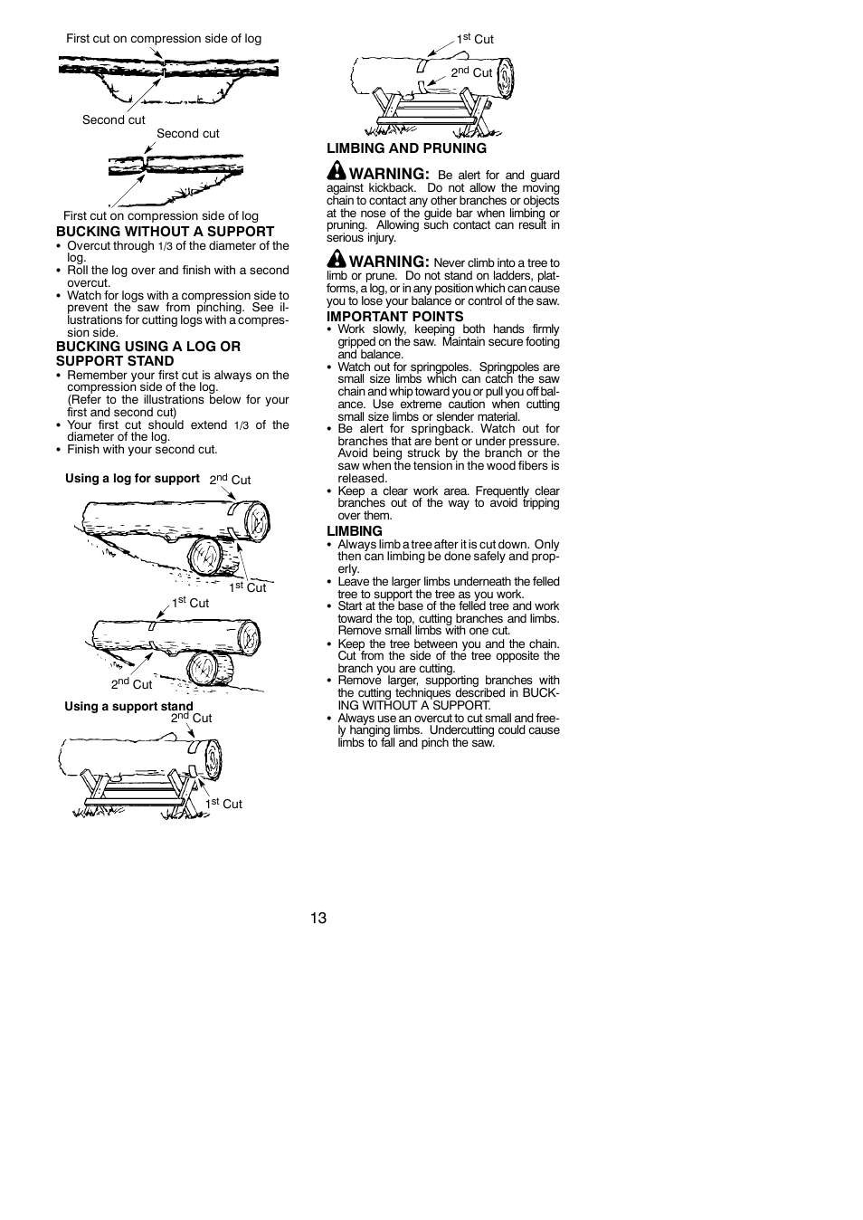 Warning | Poulan 115327926 User Manual | Page 13 / 20