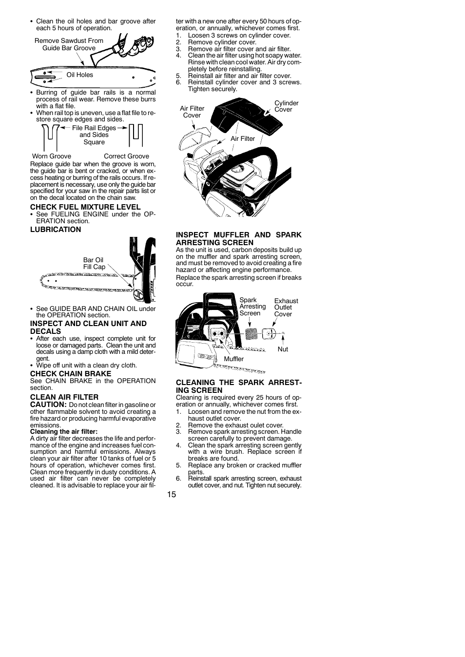 Poulan 115327926 User Manual | Page 15 / 20