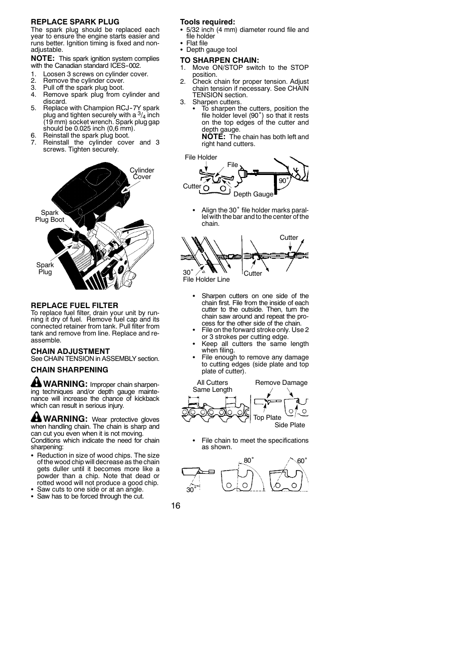Warning | Poulan 115327926 User Manual | Page 16 / 20