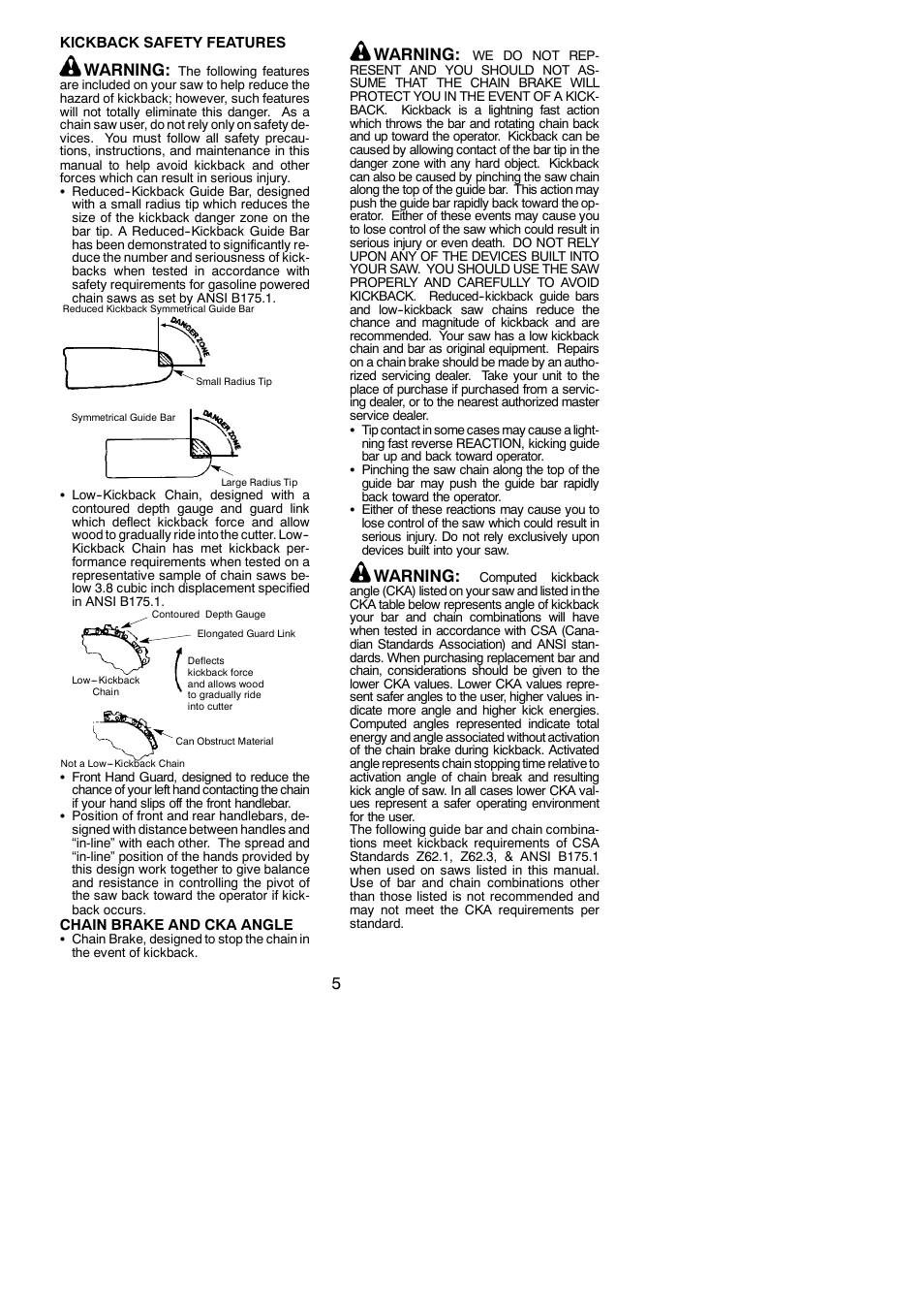 Warning | Poulan 115327926 User Manual | Page 5 / 20