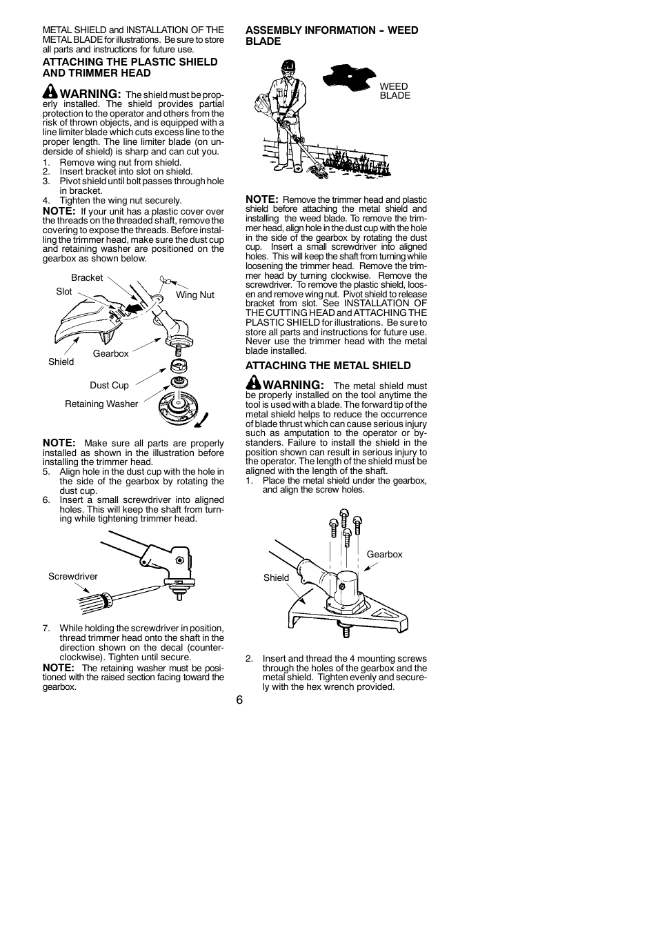 Warning | Poulan Pro PP325 User Manual | Page 6 / 20