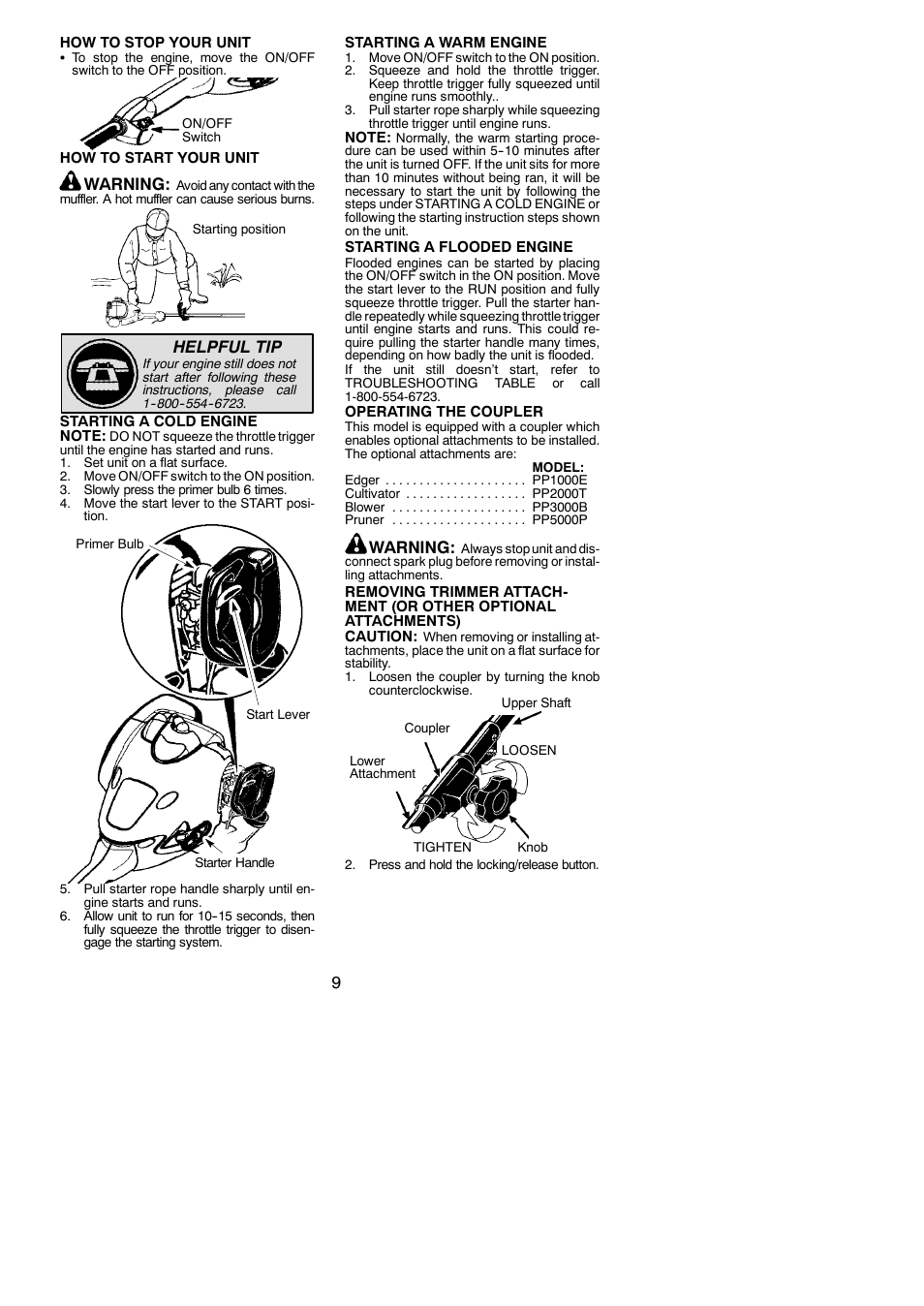 Warning, Helpful tip | Poulan Pro PP325 User Manual | Page 9 / 20