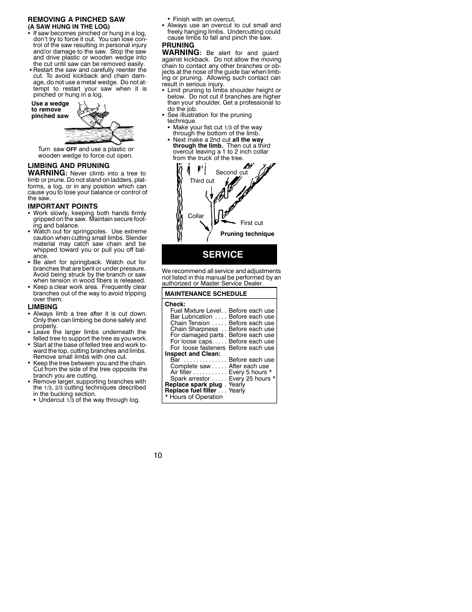 Service | Poulan 530087722 User Manual | Page 10 / 13
