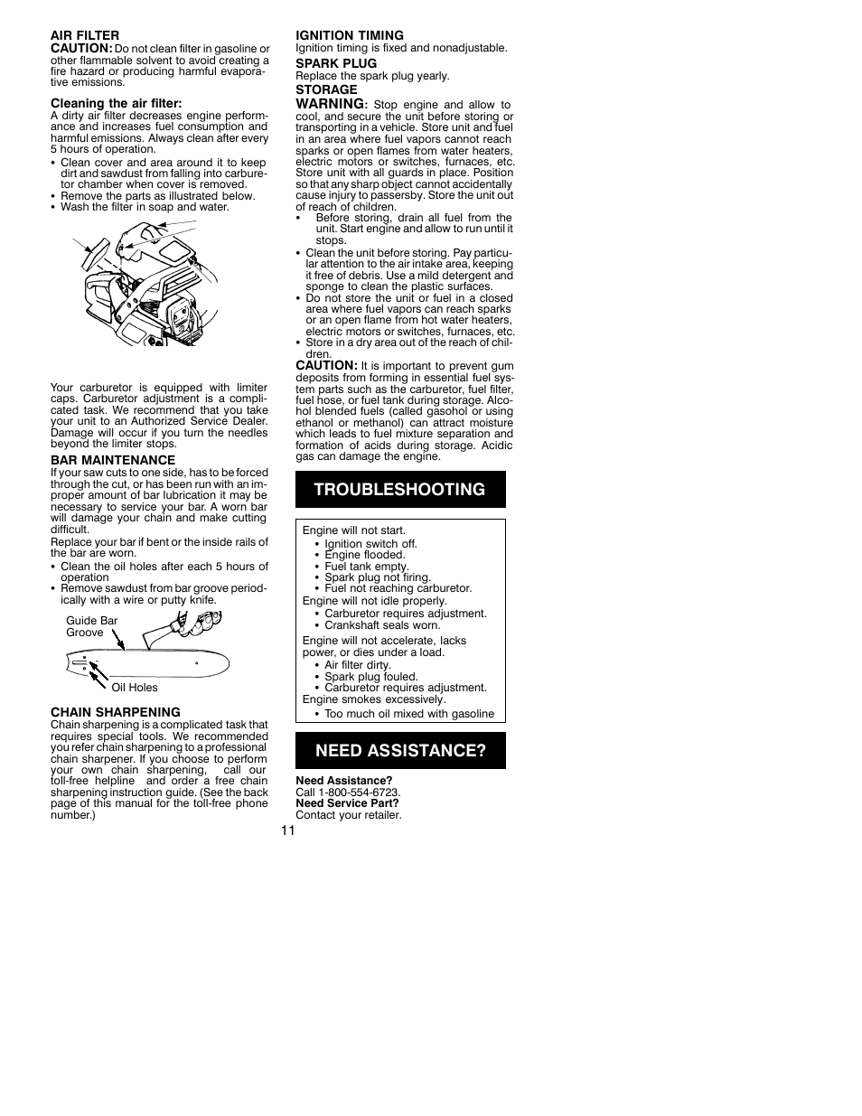 Troubleshooting, Need assistance | Poulan 530087722 User Manual | Page 11 / 13
