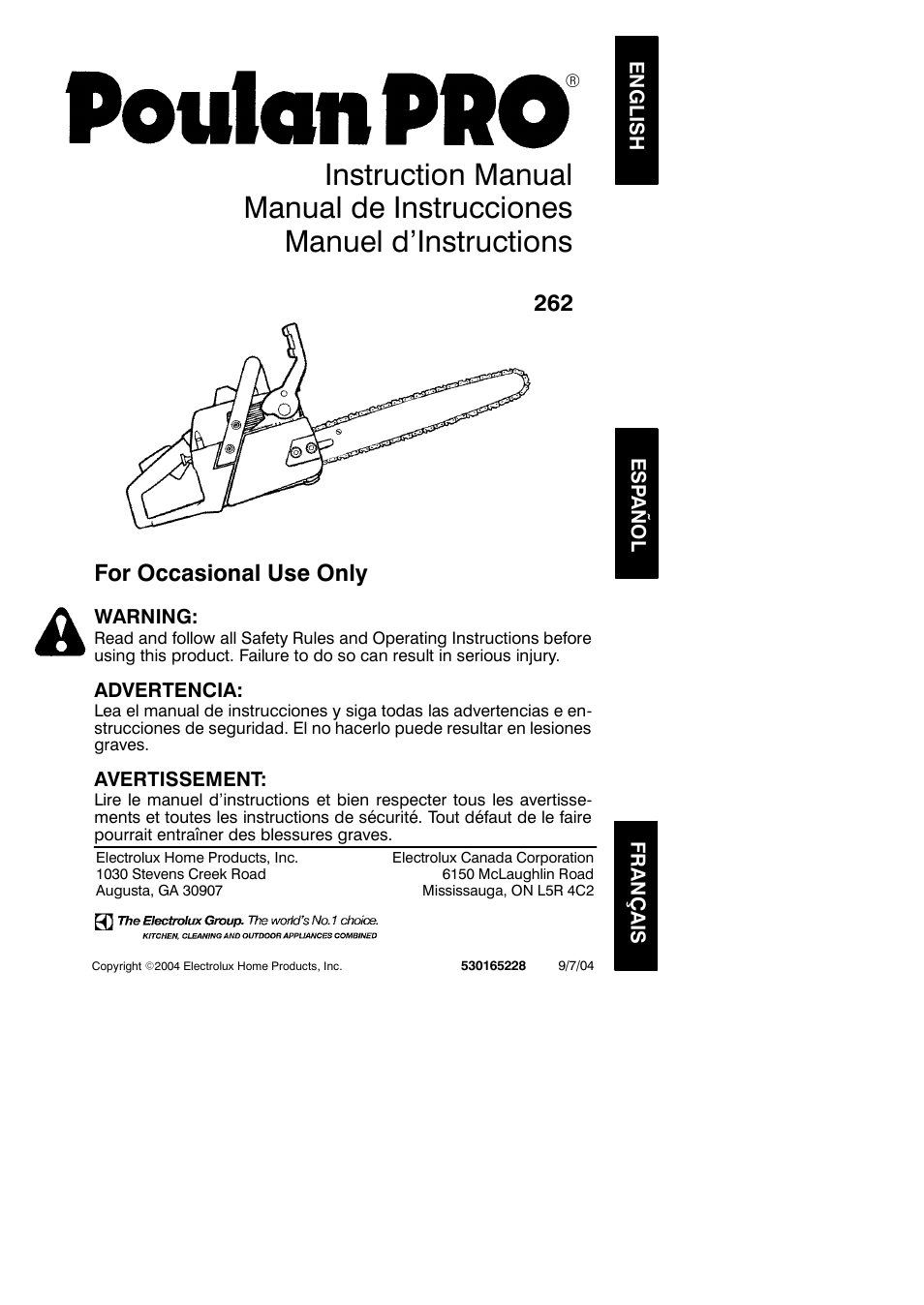 Poulan 530165228 User Manual | 18 pages