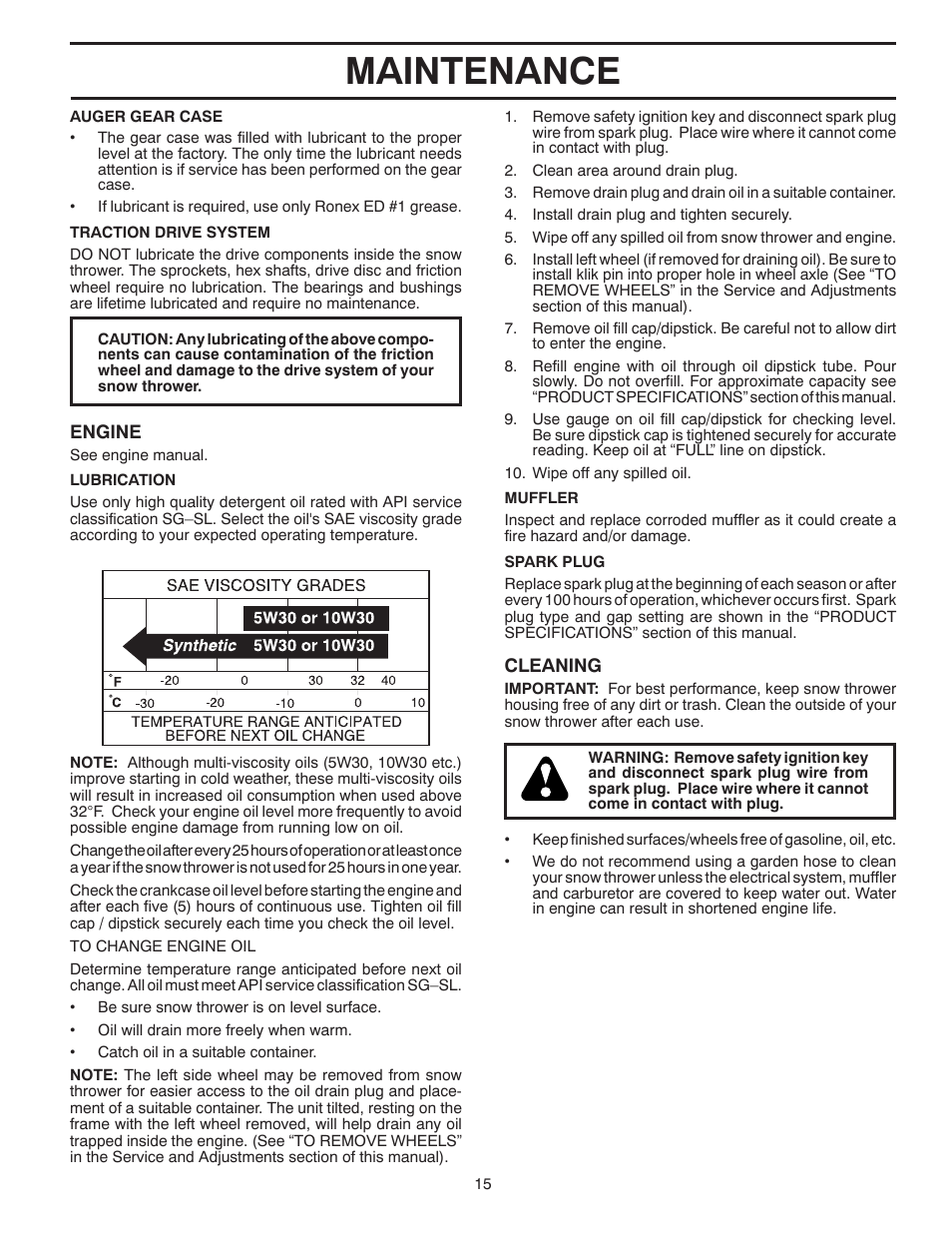 Maintenance | Poulan XT 96192003502 User Manual | Page 15 / 44