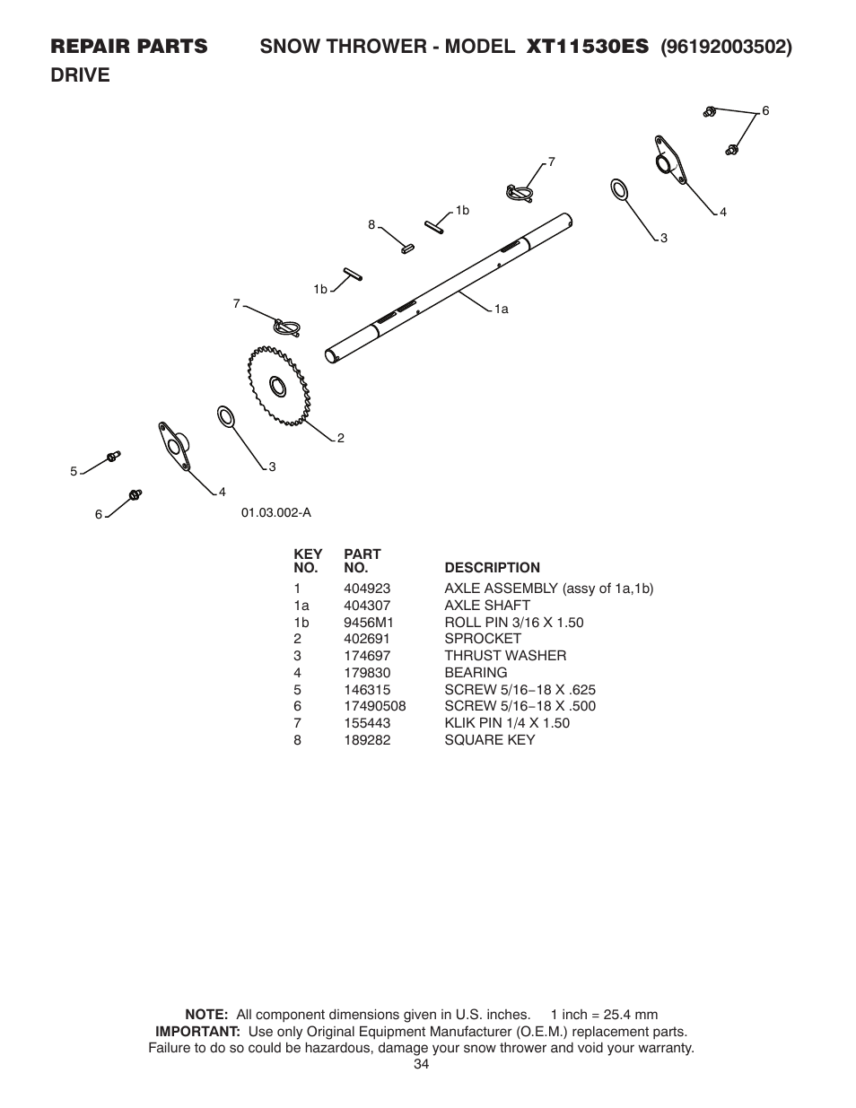 Poulan XT 96192003502 User Manual | Page 34 / 44