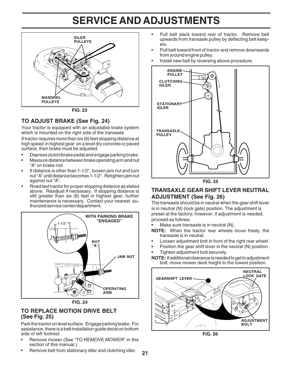 Service and adjustments | Poulan 182490 User Manual | Page 21 / 48