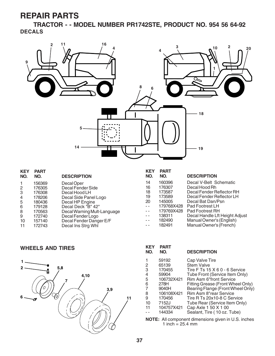 Repair parts | Poulan 182490 User Manual | Page 37 / 48