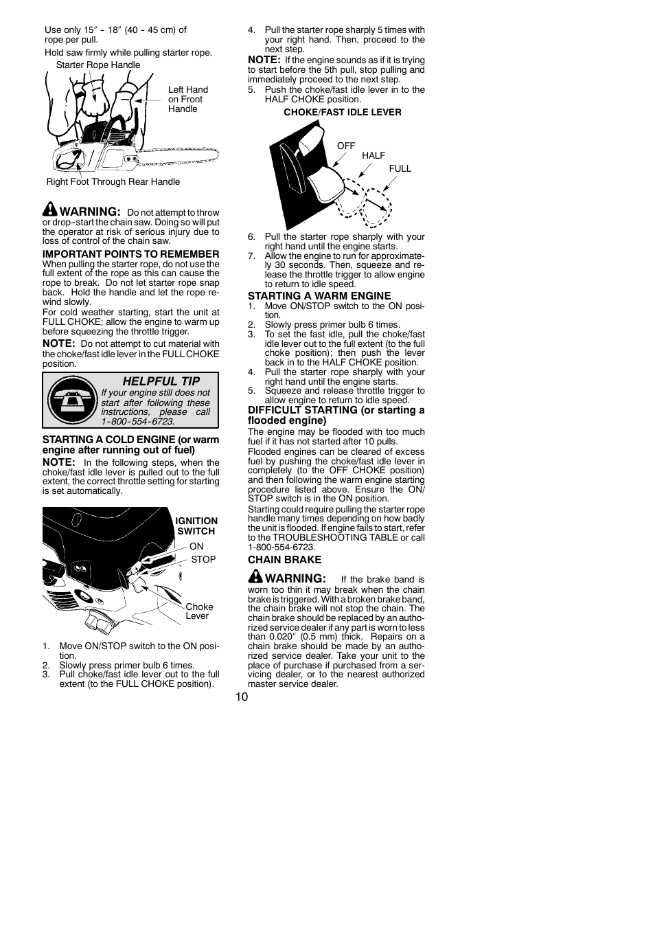 Warning, Helpful tip | Poulan Pro PP4218AV User Manual | Page 10 / 20