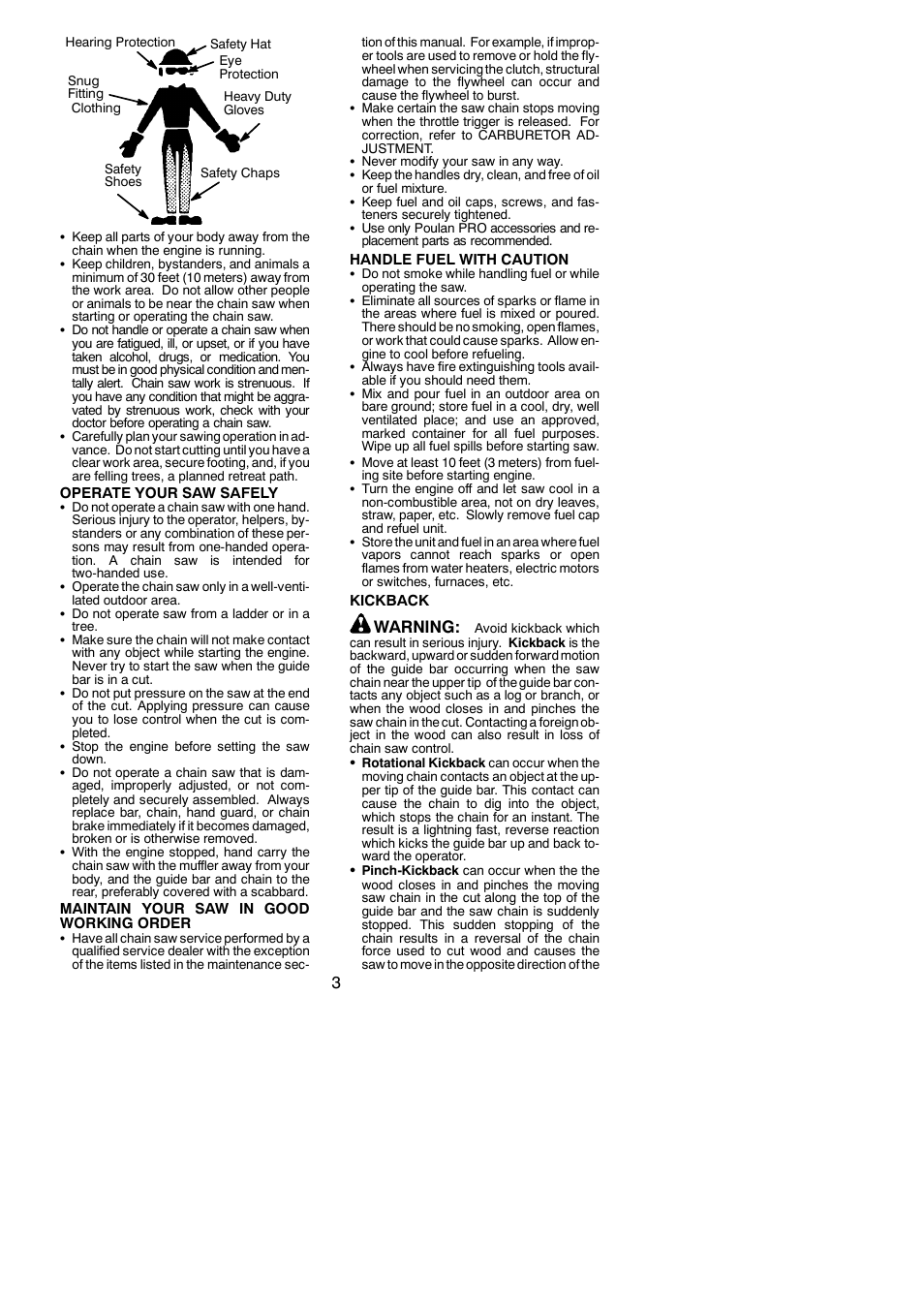 Warning | Poulan Pro PP4218AV User Manual | Page 3 / 20