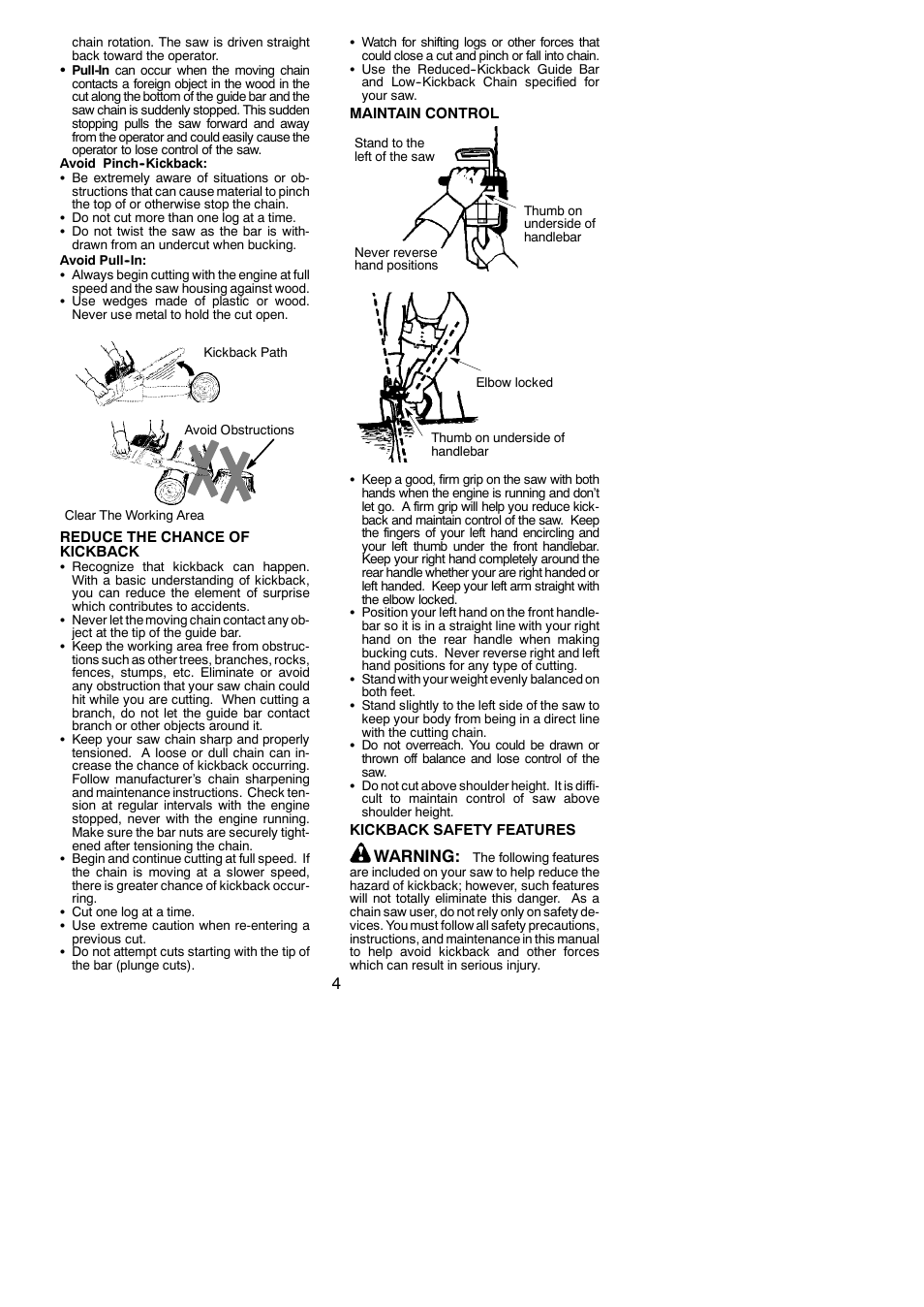 Warning | Poulan Pro PP4218AV User Manual | Page 4 / 20