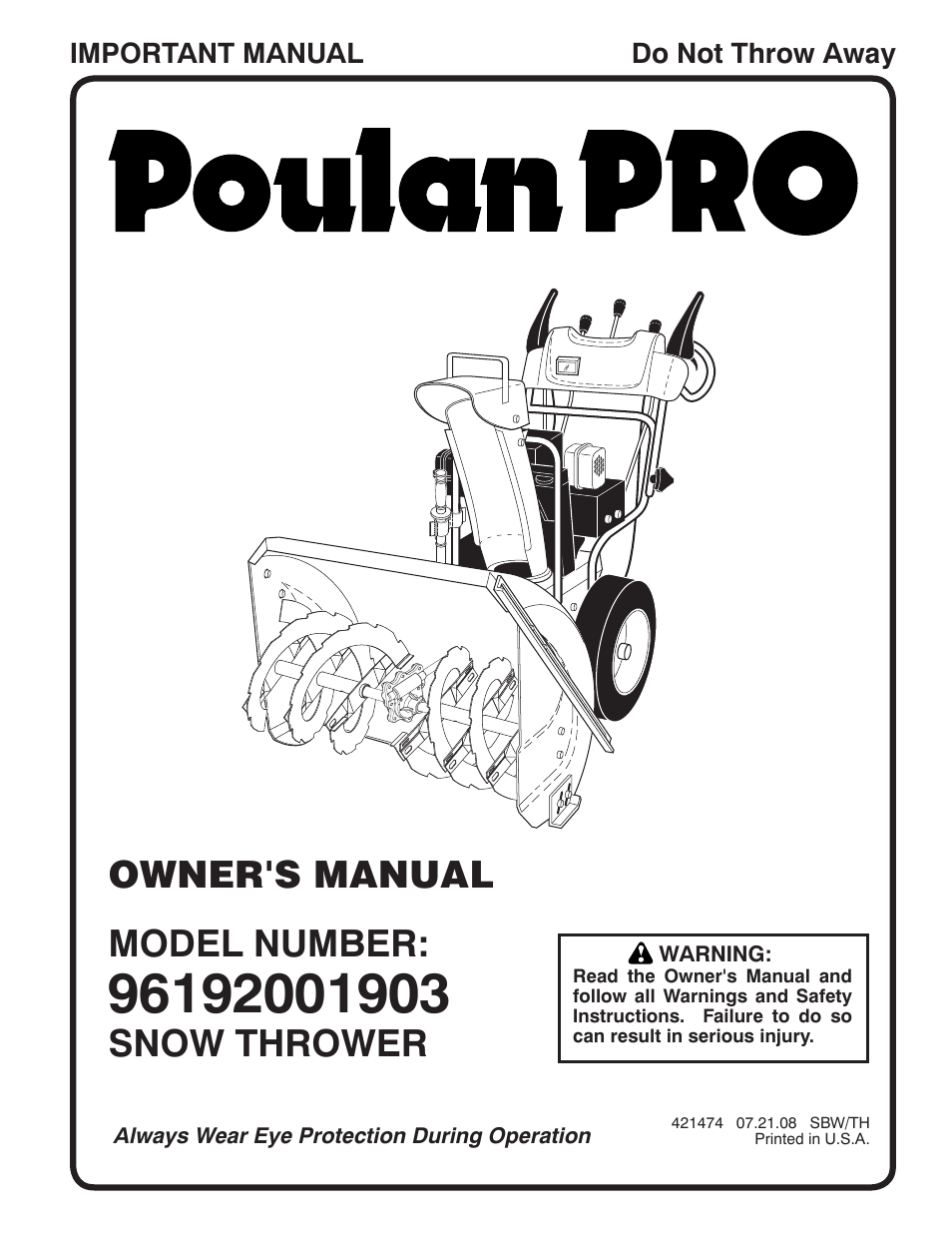 Poulan 96192001903 User Manual | 40 pages