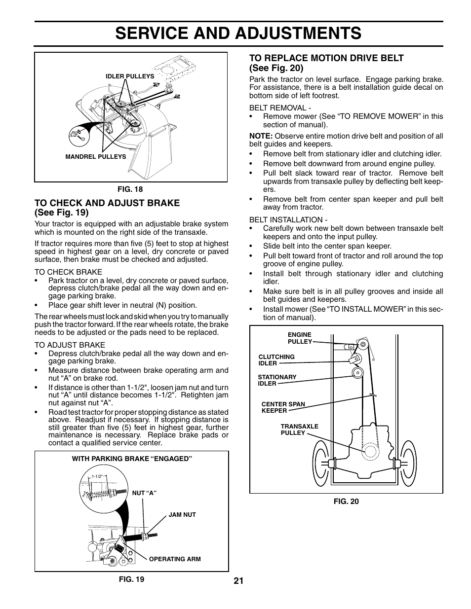 Service and adjustments | Poulan 194598 User Manual | Page 21 / 30