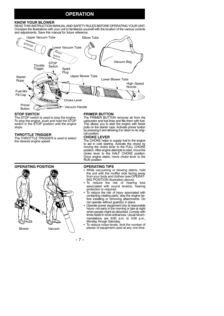 Operation | Poulan Pro PPB430VS User Manual | Page 7 / 14