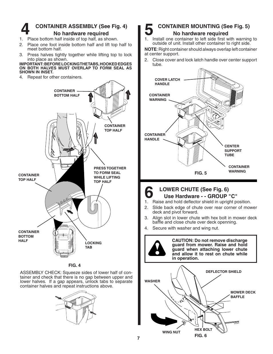 Lower chute (see fig. 6) use hardware - - group "c | Poulan QC38B User Manual | Page 7 / 13
