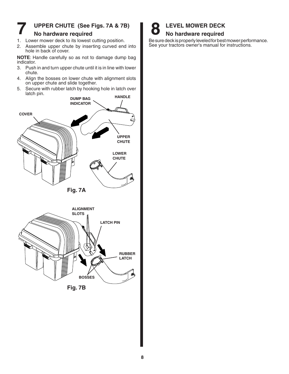 Fig. 7a, Fig. 7b level mower deck no hardware required | Poulan QC38B User Manual | Page 8 / 13