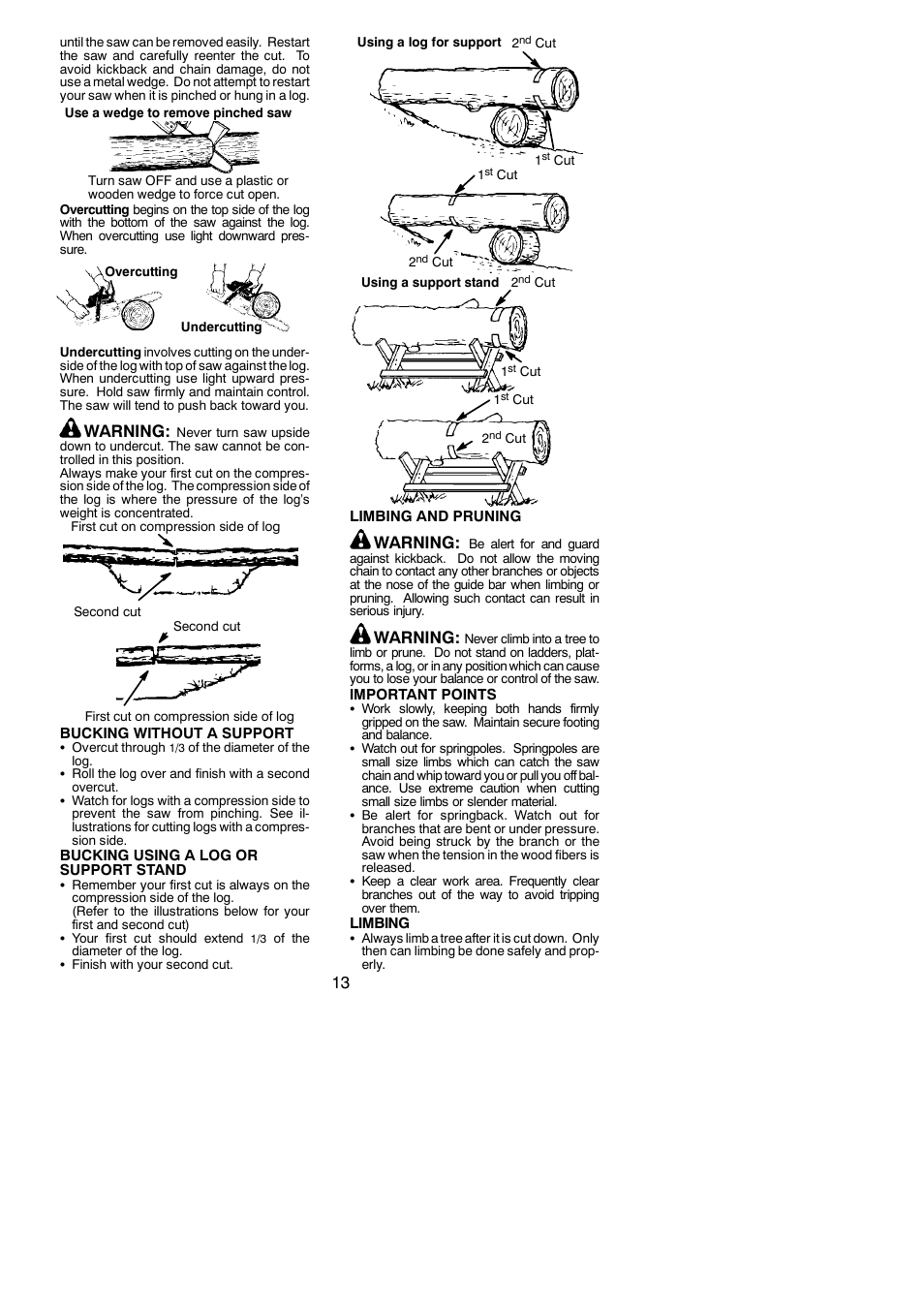 Warning | Poulan 115156426 User Manual | Page 13 / 21