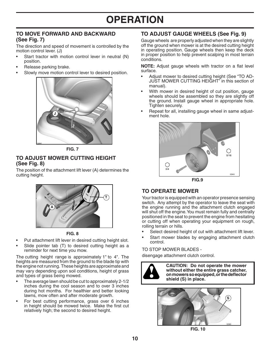 Operation | Poulan Pro PB20H42YT LAWN TRACTOR User Manual | Page 10 / 30