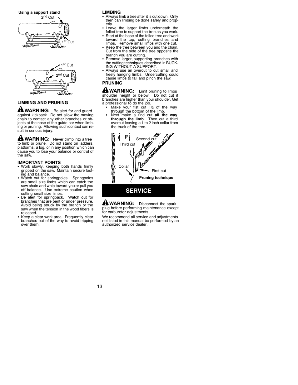 Service | Poulan PRO 220 User Manual | Page 13 / 17