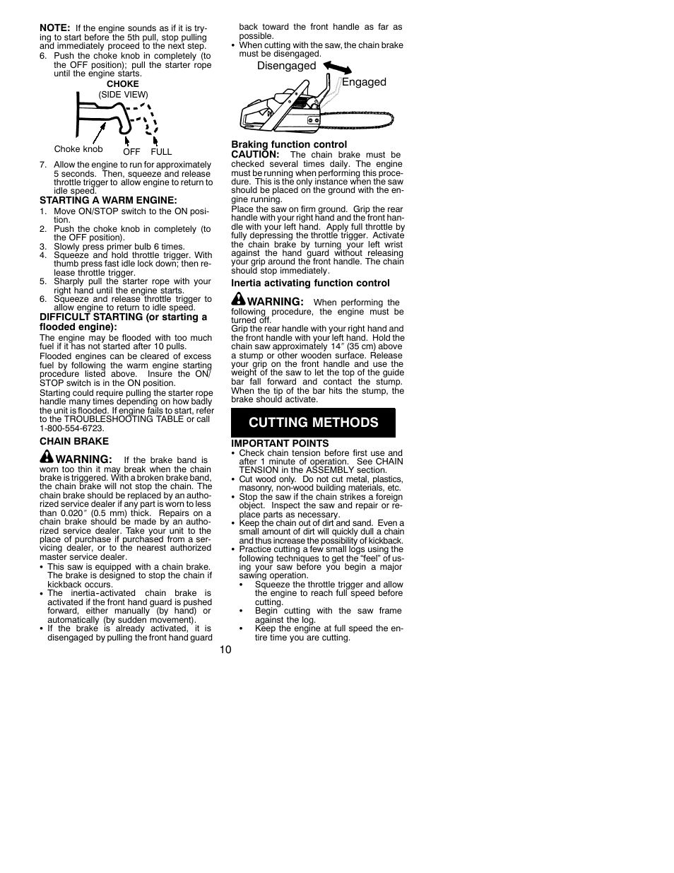 Cutting methods | Poulan 2350 User Manual | Page 10 / 17