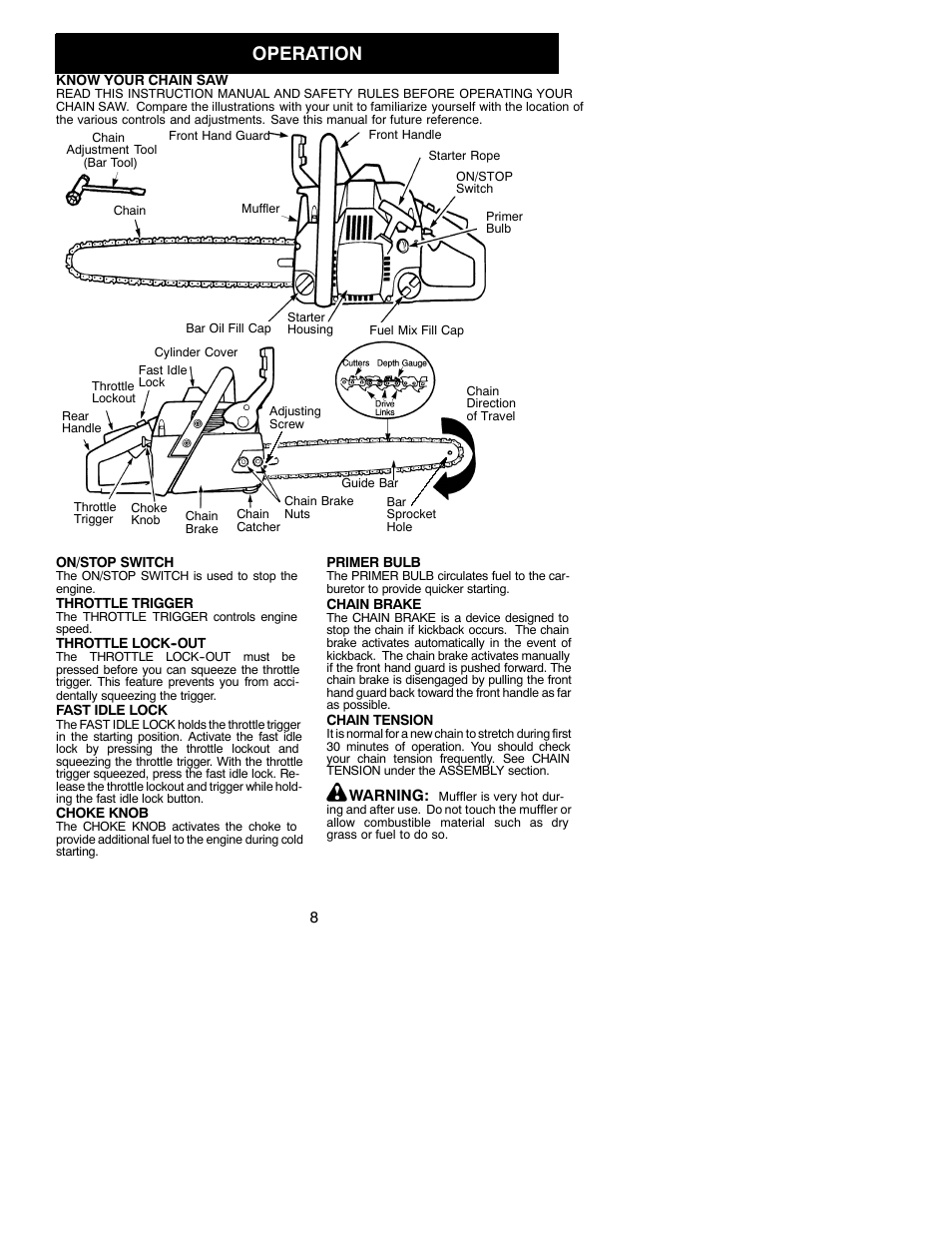 Operation | Poulan 2350 User Manual | Page 8 / 17