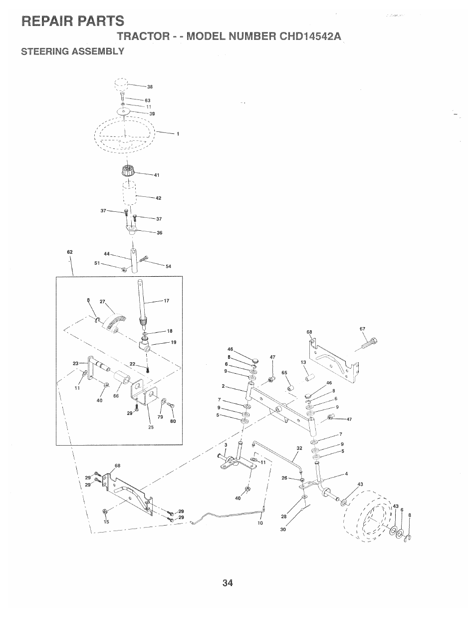 Repair parts, Steering | Poulan 168301 User Manual | Page 32 / 42