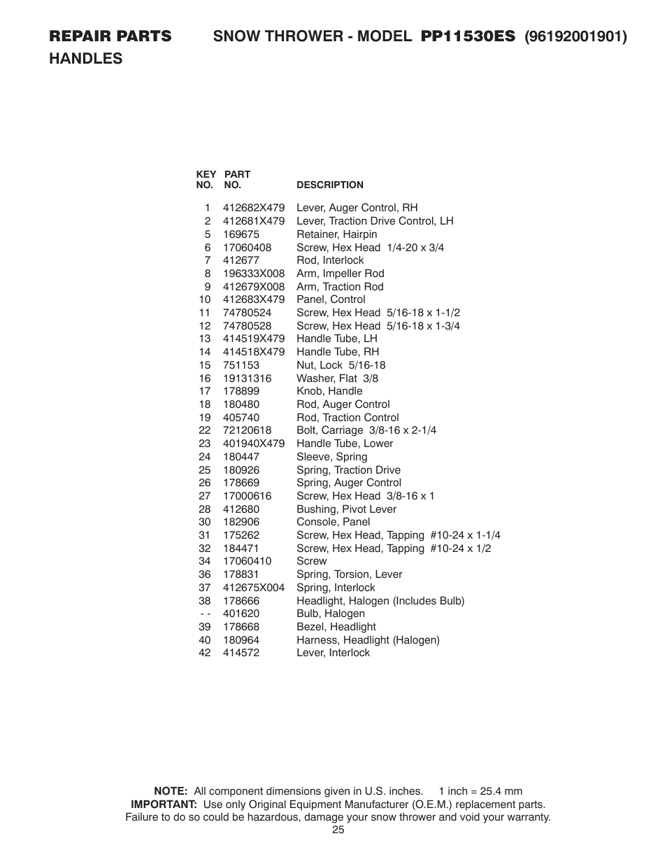 Poulan Pro PP11530ES SNOW THROWER User Manual | Page 25 / 32
