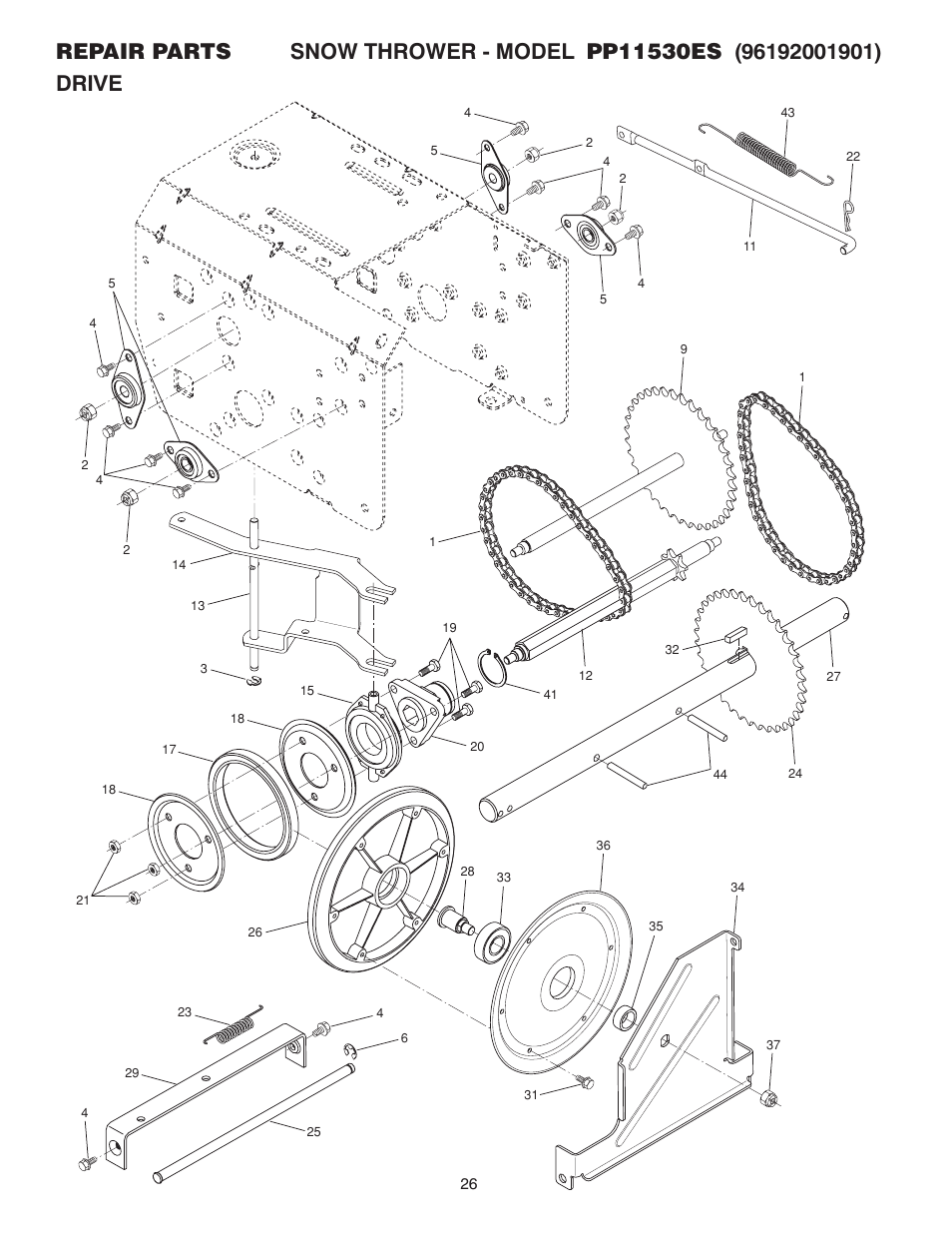 Poulan Pro PP11530ES SNOW THROWER User Manual | Page 26 / 32