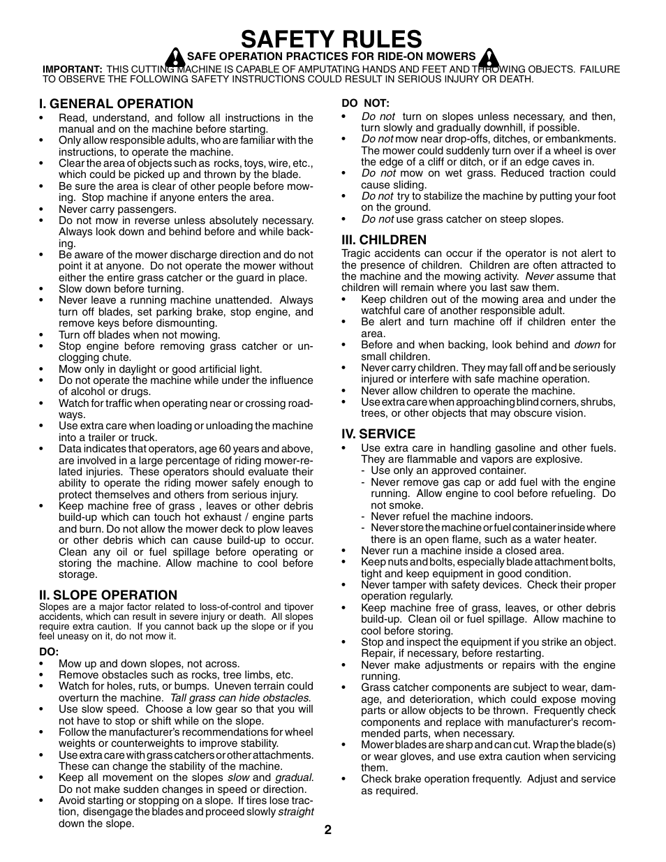 Safety rules | Poulan 186888 User Manual | Page 2 / 48