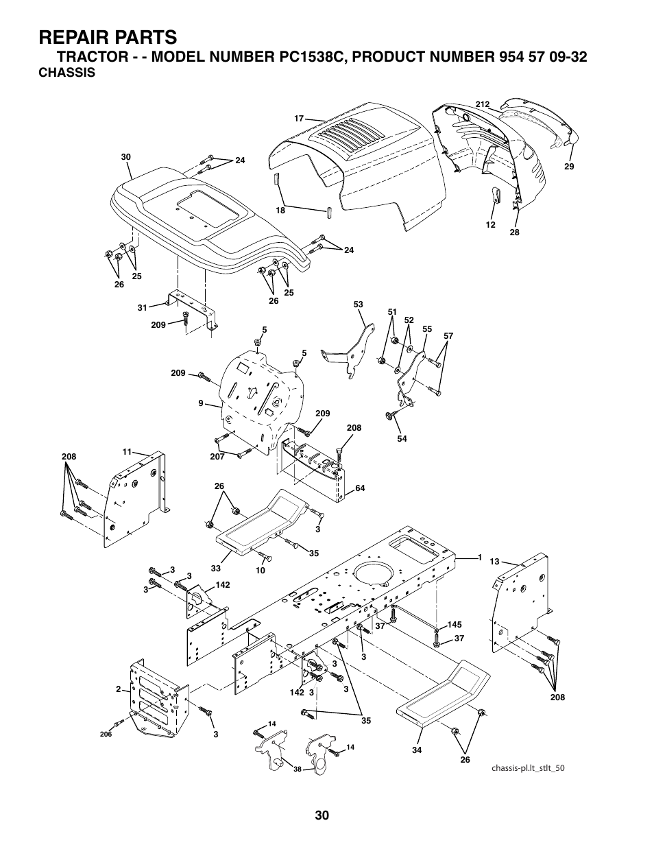 Repair parts, Chassis | Poulan 186888 User Manual | Page 30 / 48