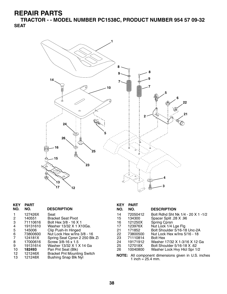 Repair parts | Poulan 186888 User Manual | Page 38 / 48