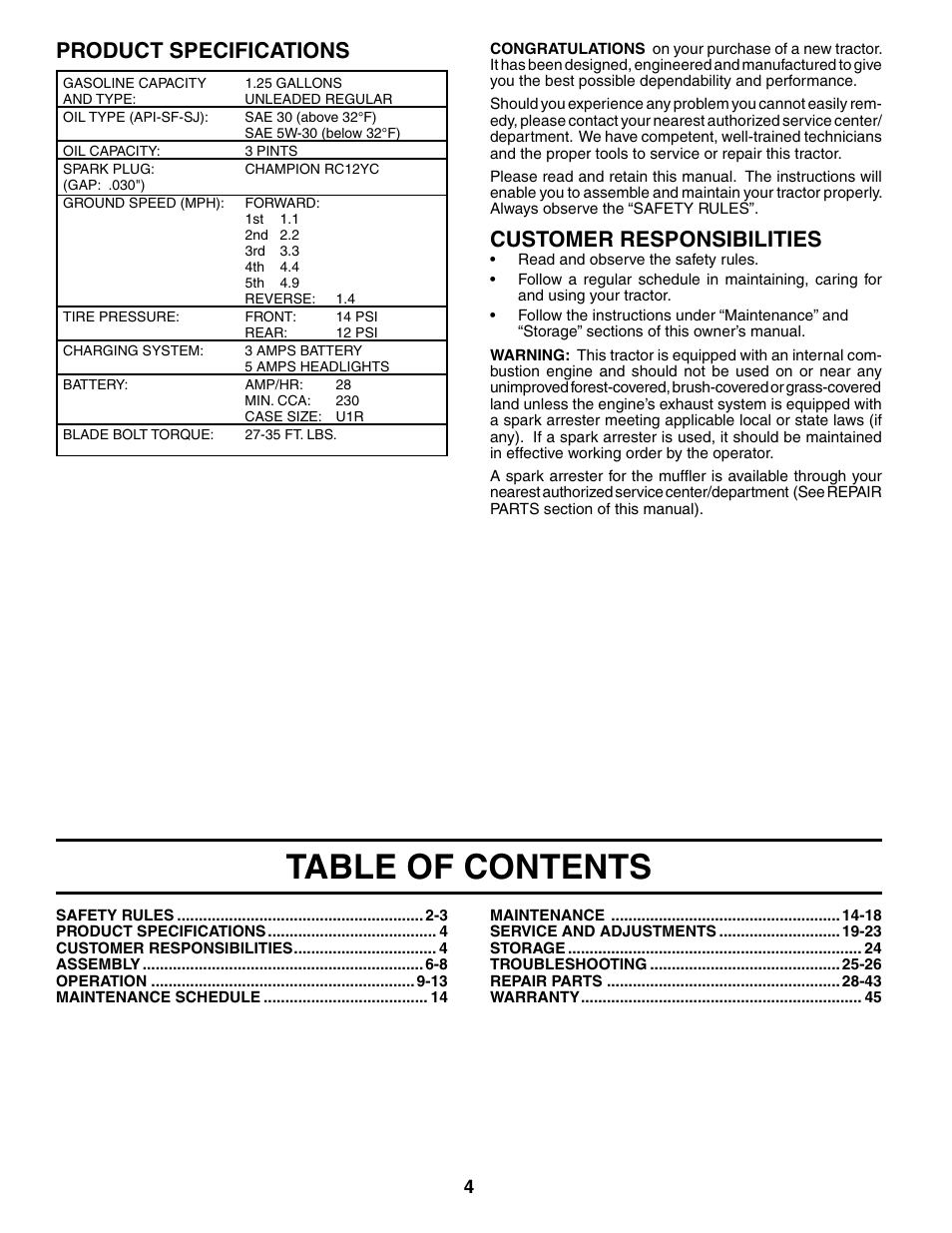 Poulan 186888 User Manual | Page 4 / 48
