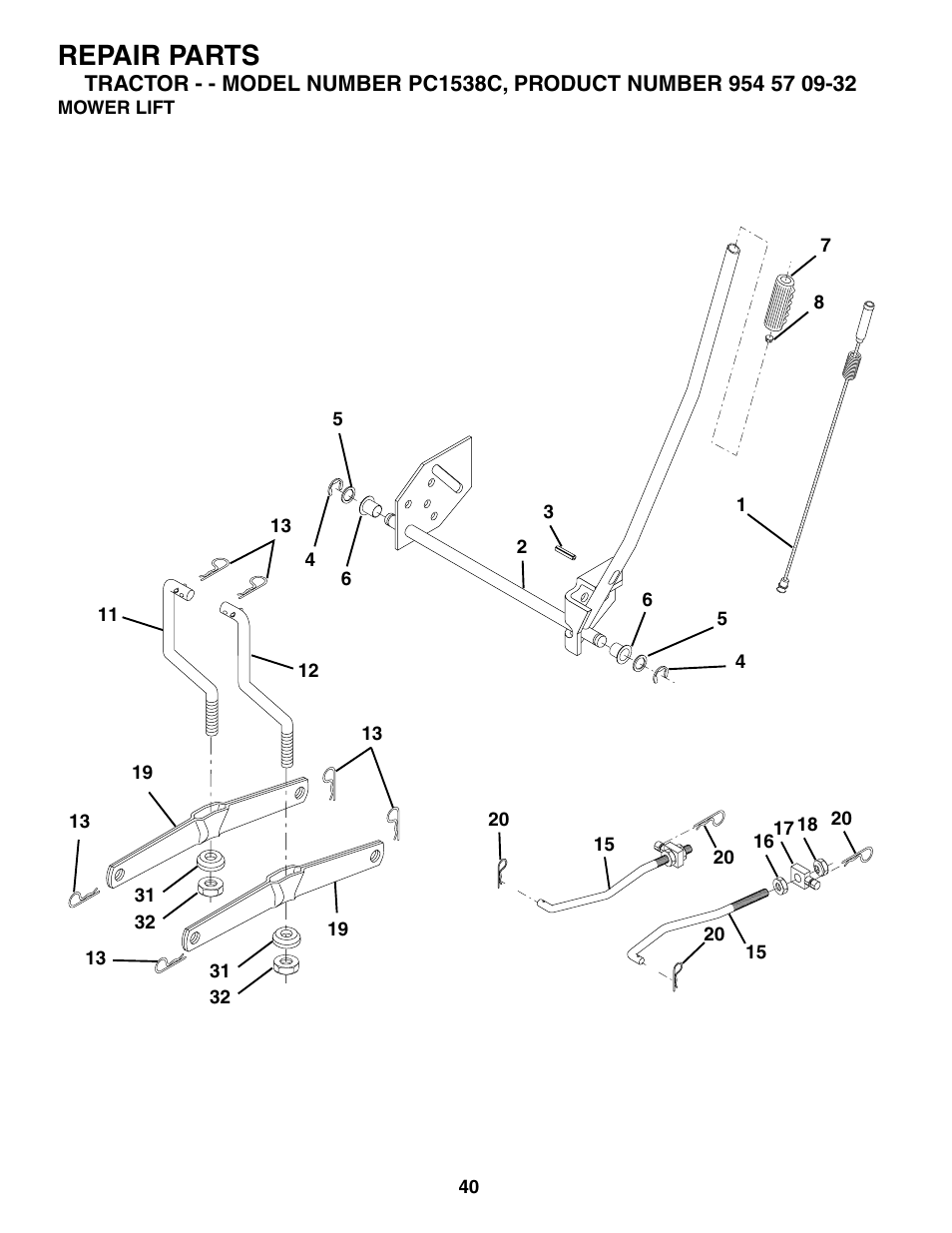 Repair parts | Poulan 186888 User Manual | Page 40 / 48