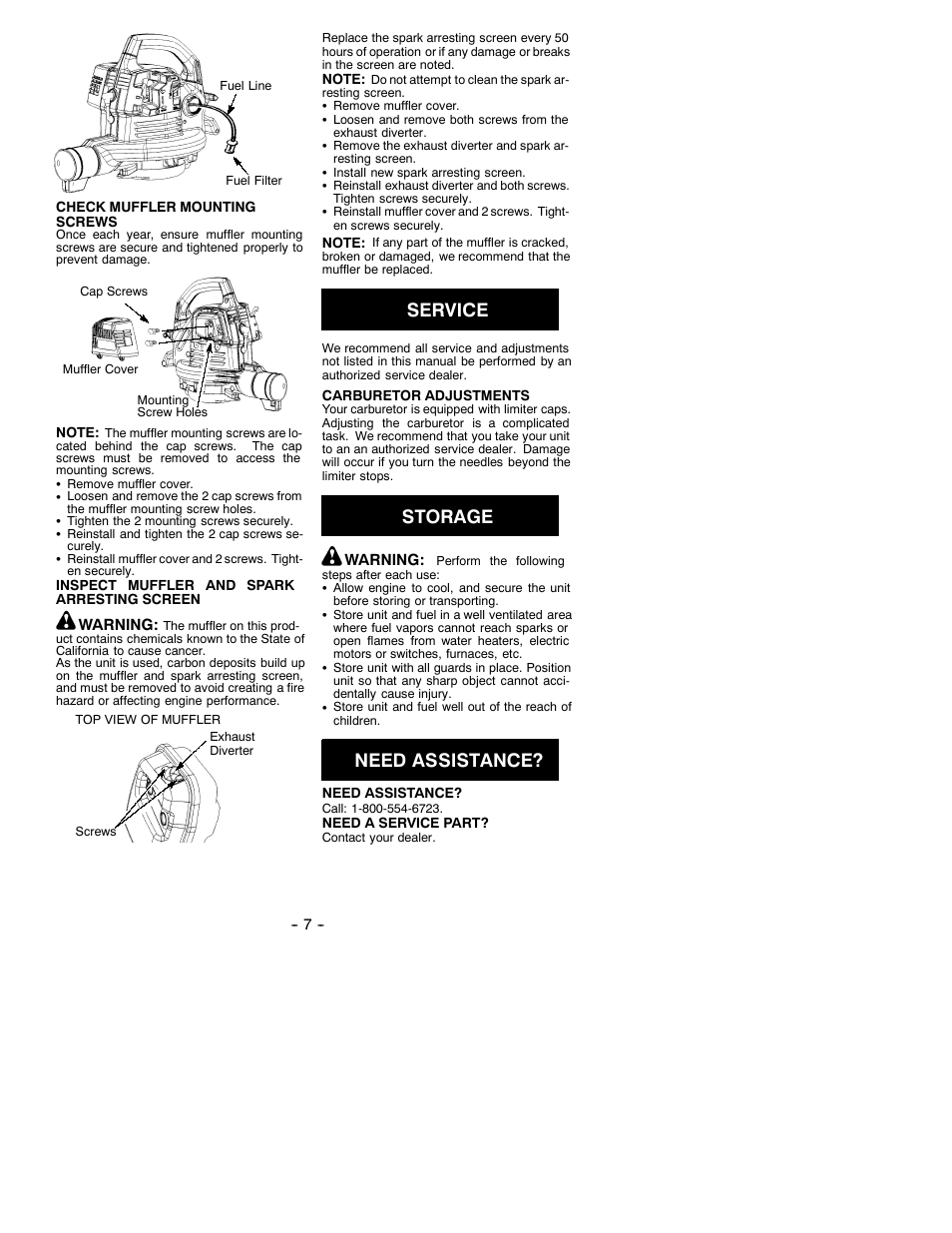 Service, Storage, Need assistance | Poulan WT200 LE User Manual | Page 7 / 9