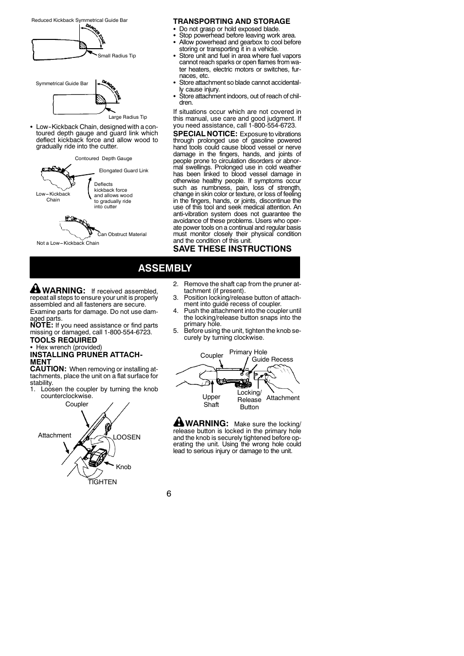 Assembly, Save these instructions, Warning | Poulan Pro PP5000P User Manual | Page 6 / 14