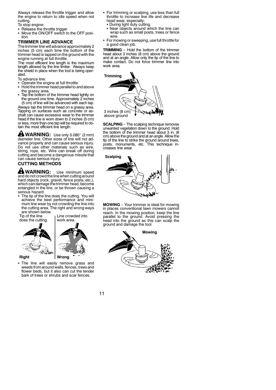 Warning | Poulan 545123431 User Manual | Page 11 / 17