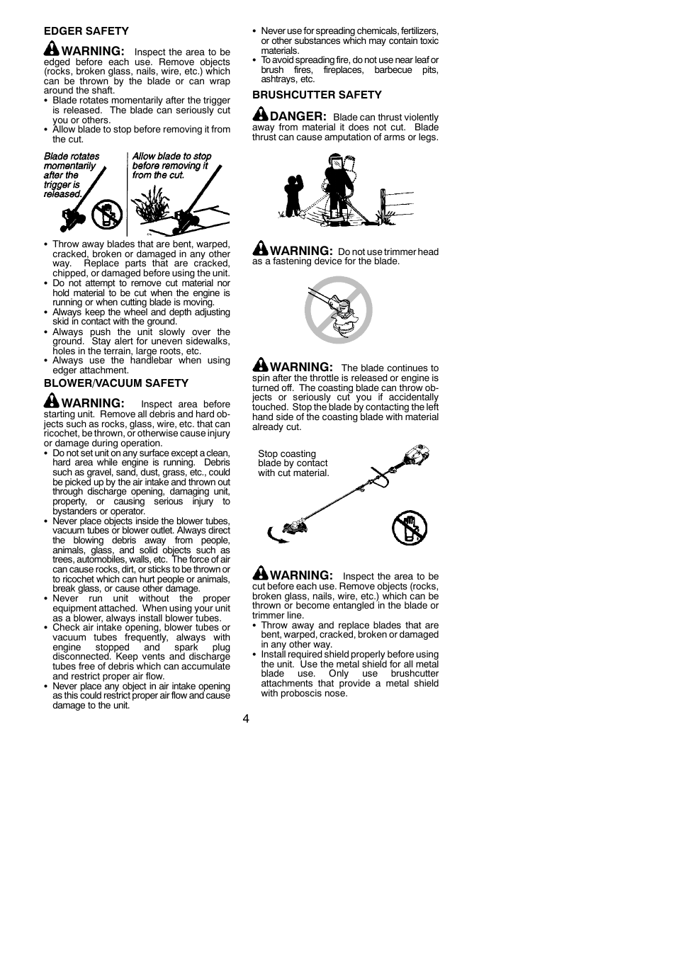 Warning, Danger | Poulan 545123431 User Manual | Page 4 / 17