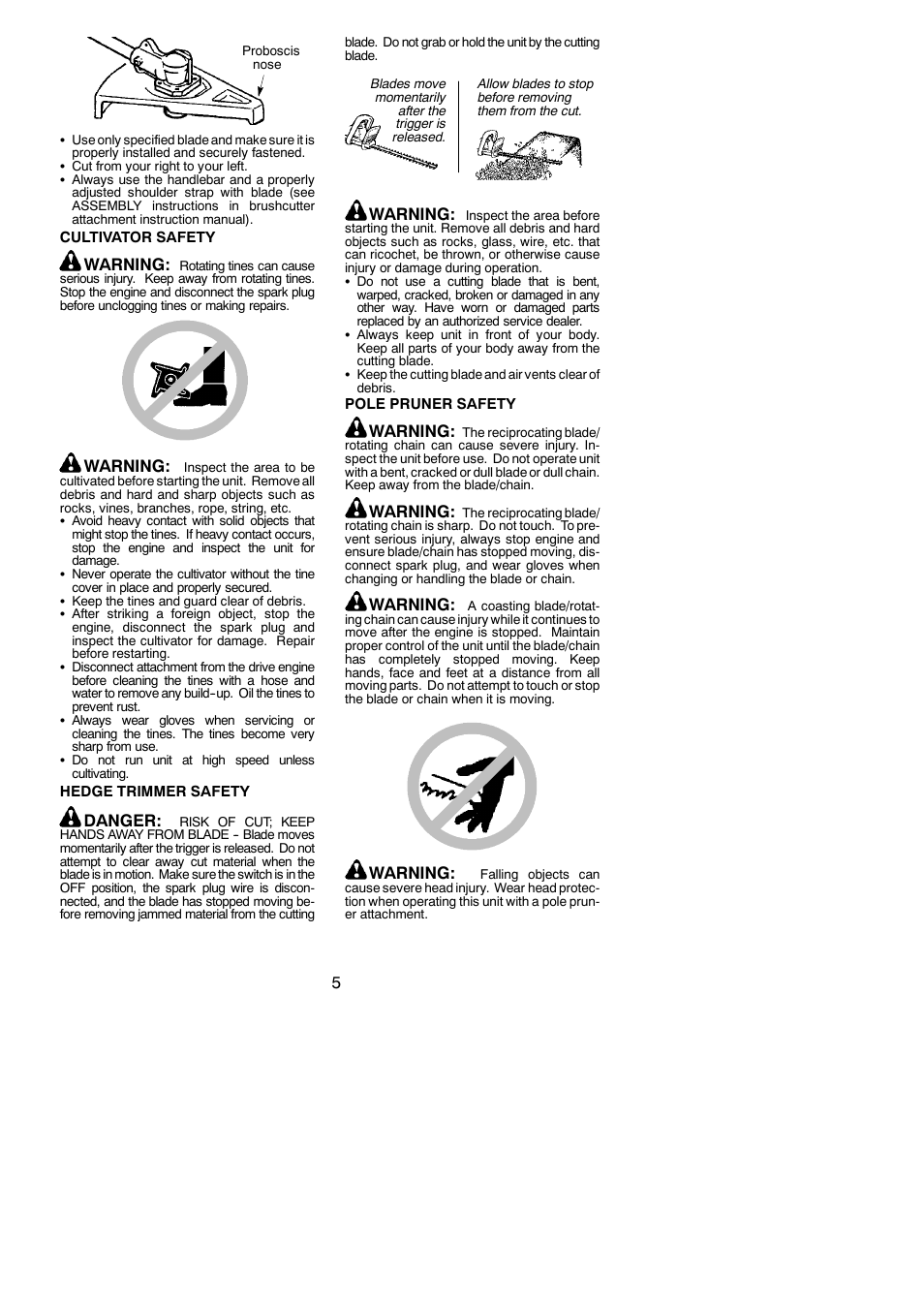 Warning, Danger | Poulan 545123431 User Manual | Page 5 / 17