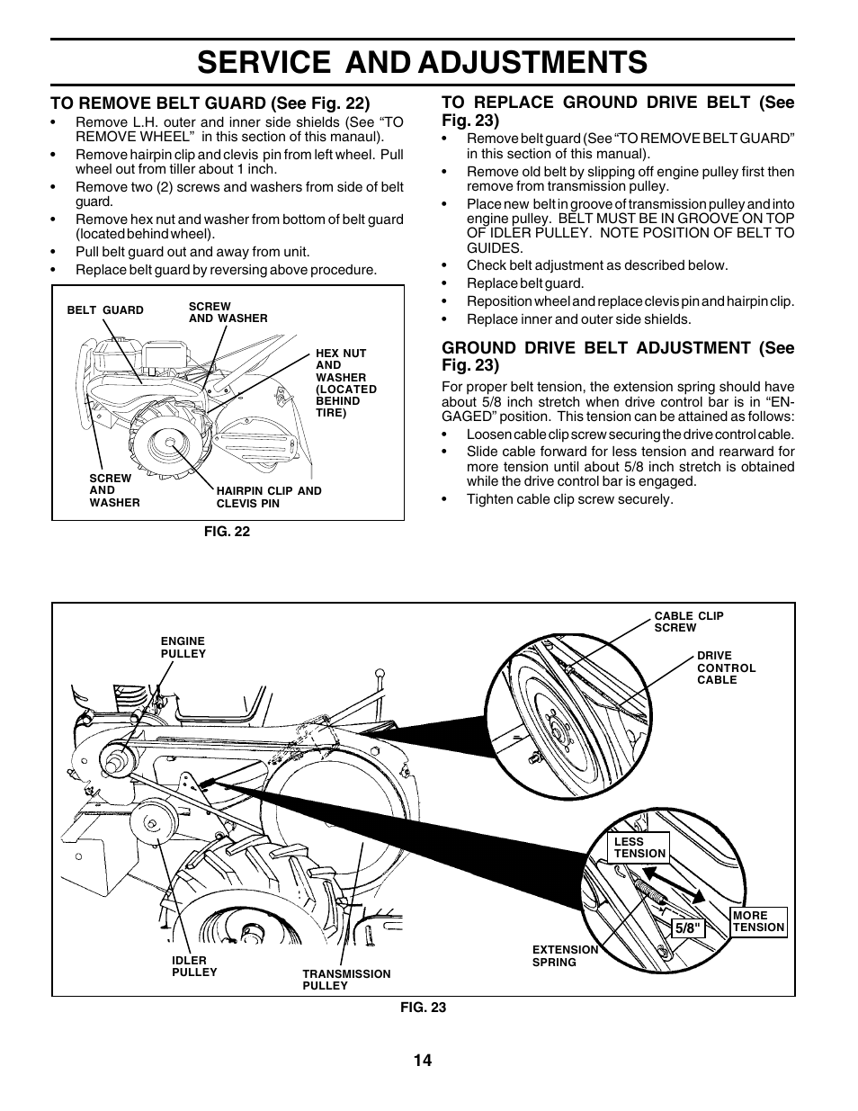 Service and adjustments | Poulan PRRT65A User Manual | Page 14 / 28