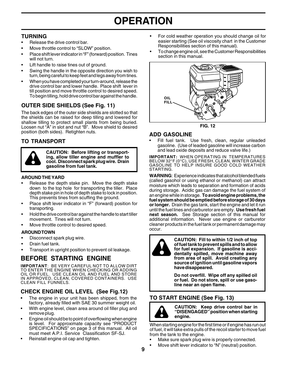 Operation, Before starting engine | Poulan PRRT65A User Manual | Page 9 / 28