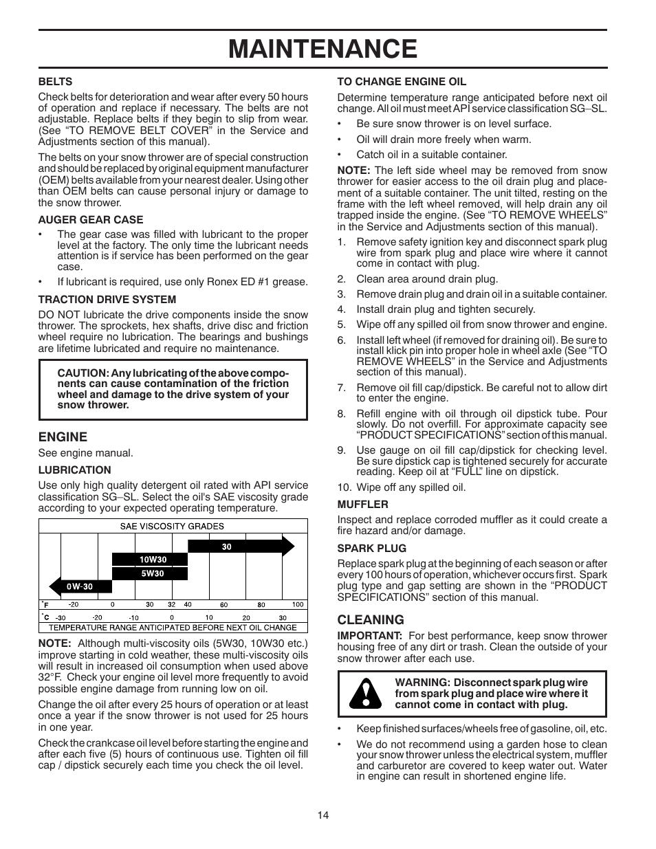 Maintenance | Poulan 422075 User Manual | Page 14 / 40
